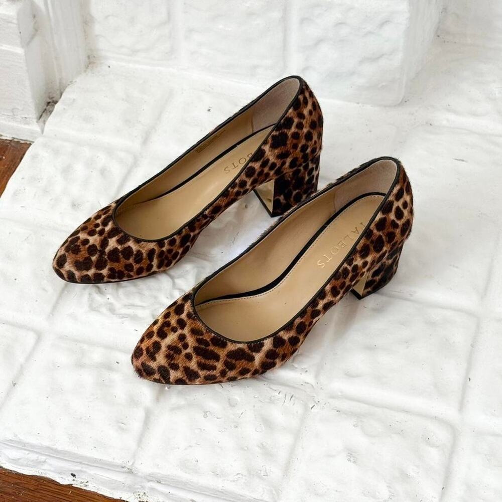 ✿ y2k leopard calf hair block heel pumps ✿